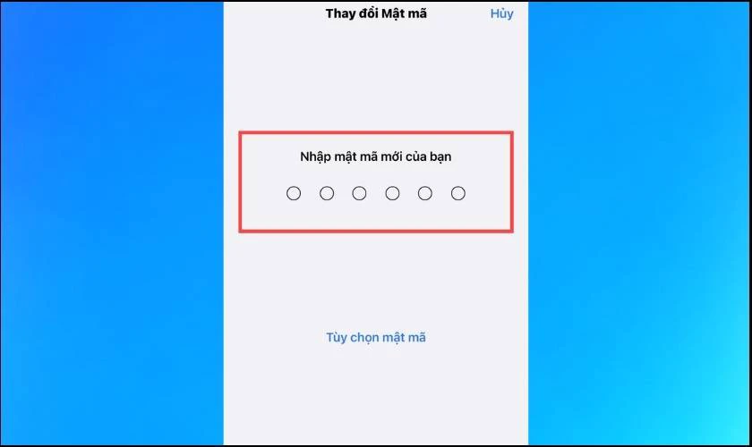 Nhập mật khẩu mới tr&ecirc;n iPhone